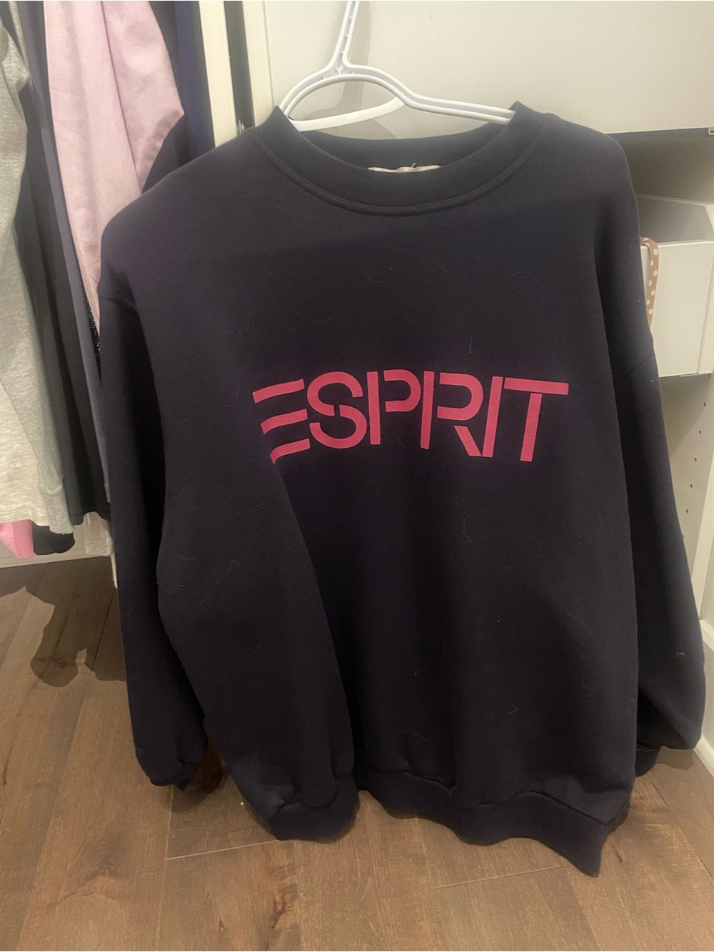 Vintage Esprit Navy Crewneck Sweatshirt with Pink Logo